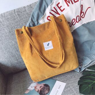 Tassen Voor Vrouwen Corduroy Schoudertas Herbruikbare Boodschappentassen Casual Tote Vrouwelijke Handtas Voor Een Bepaald Aantal geel