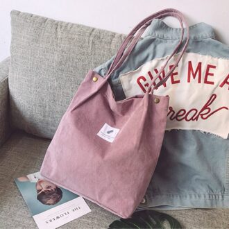 Tassen Voor Vrouwen Corduroy Schoudertas Herbruikbare Boodschappentassen Casual Tote Vrouwelijke Handtas Voor Een Bepaald Aantal roze