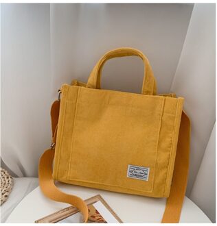 Tassen Voor Vrouwen Corduroy Schoudertas Herbruikbare Boodschappentassen Casual Tote Vrouwelijke Handtassen Cross Body Messenger Bags geel