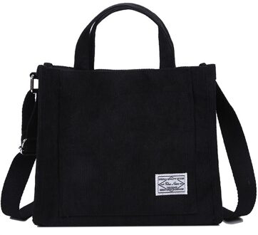 Tassen Voor Vrouwen Corduroy Schoudertas Herbruikbare Boodschappentassen Casual Tote Vrouwelijke Handtassen Cross Body Messenger Bags zwart