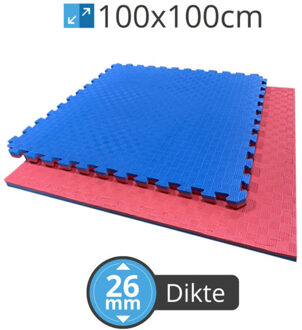 Tatami matten 100x100x2,6 cm - Palletprijs - Blauw-Rood