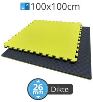 Tatami matten 100x100x2,6 cm - Palletprijs - Zwart-Geel