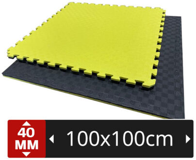 Tatami matten zwart-geel - 100x100x4 cm - Palletprijs