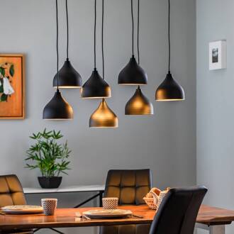 Tattoo 6221 hanglamp 7-lamps zwart/goud zwart, goud