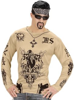 Tattooshirt gangster verkleedkleding voor heren XL - Carnavalskostuums Multikleur