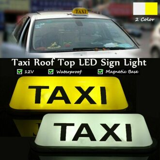 Taxi Top Teken Magnetische Taxameter Dak Teken Waterdichte Cab Top Lamp Led Licht 12V wit HD 500