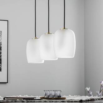 Taylan hanglamp 3-lamps langwerpig messing, zandwit