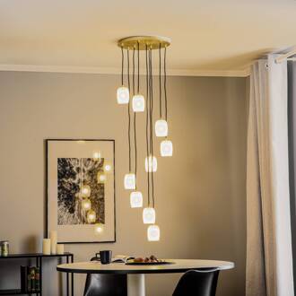 Taylan hanglamp 9-lamps rondel messing, zandwit