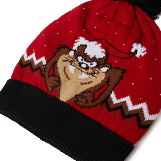 Taz the Season Christmas Beanie Red Rood