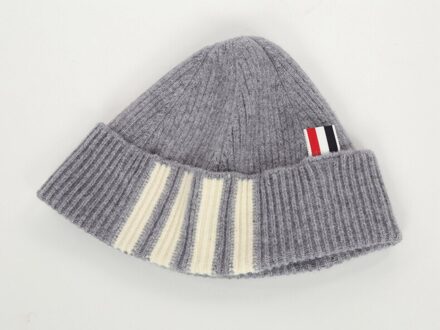 Tb Gebreide Winter Warm Mutsen Casual Hip Hop Hoed Mannen Vrouwen Wol Kasjmier Elastische Hoeden Unisex grijs