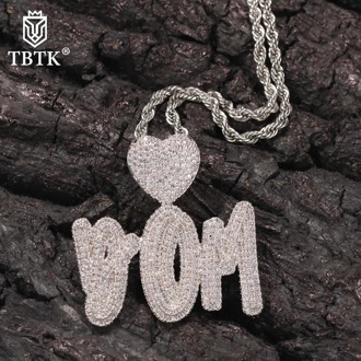 TBTK Customized Necklace Lovely Heart Clasp & Doulble Layer Cursive Iced Out CZ Name Letter Pendant Hiphop Jewelry Best Gift