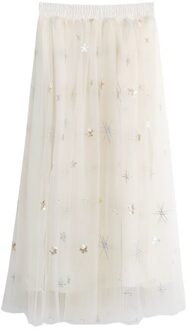 Tcyeek Aankomst vrouwen Lente Tule Rok Koreaanse Stijl Lange Rijk Prinses Rok Office Dames Fairy Kleding LWL217 creamy-wit