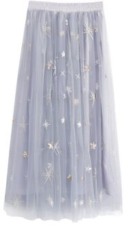 Tcyeek Aankomst vrouwen Lente Tule Rok Koreaanse Stijl Lange Rijk Prinses Rok Office Dames Fairy Kleding LWL217 grijs paars