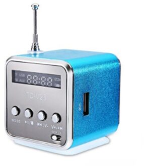 TD-V26 Aluminium Digitale Internet Radio Fm Ontvanger Sd Tf Usb Play Stereo Speaker Mini Lde Speaker Draagbare Fm Radio blauw