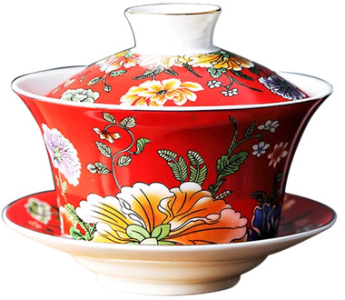 Tea Bowl Saucer Lid Set Tea Tureen Ceramic Gaiwan 300ml Jingdezhen Teaware Mast Cup Drinkware Container Tea Cup Decor Crafts