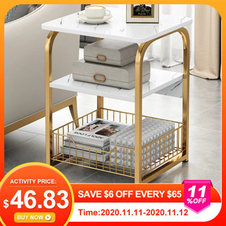 Tea Table End Table For Office Coffee Table Wood Square Marble Magazine Shelf Small Desk Movable Bedroom Living Room Furniture