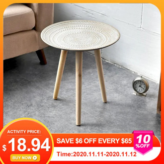 Tea Table End Table For Office Coffee Table Wooden Round Magazine Shelf Small Sofa Side Table Movable Living Room Furniture