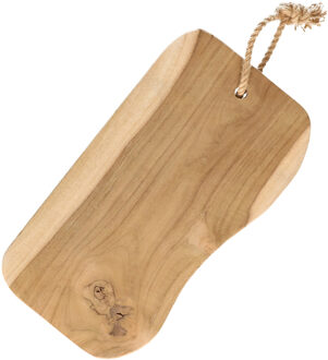 Teak houten kaarsenplateau met handvat 36 cm