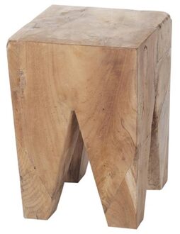 Teak houten kruk - naturel -30 x 30 x 40 cm Multicolor