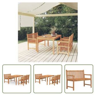 Teak Tuinset - Eethoek 150x90x77 cm - Waterbestendig - Comfortabel Bruin