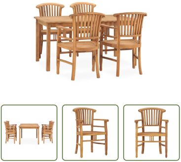 Teakhouten Tuinmeubelset - 150x90x75 cm - Inclusief Tafel - 4 Stoelen Bruin