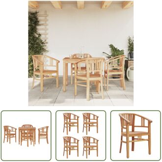 Teakhouten Tuinset - Vierkante Tafel 85x85x75 cm - Vier Stoelen - Waterbestendige Afwerking Bruin