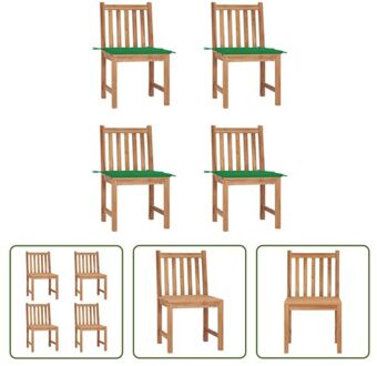 Teakhouten Tuinstoelenset - 50 x 53 x 90 cm - Inclusief Kussens Groen