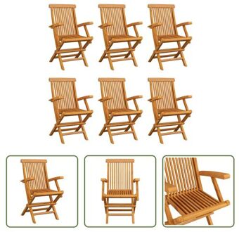 Teakhouten Tuinstoelenset - 6 Stoelen - 55x60x89 cm - Inklapbaar Bruin