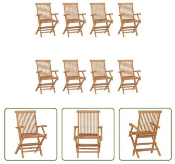 Teakhouten Tuinstoelenset - 8 stoelen - 56 x 62 x 90 cm - Inklapbaar Bruin