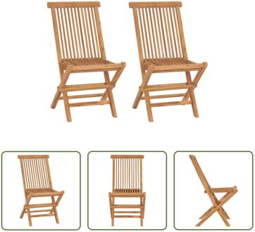 Teakhouten Tuinstoelenset - Set van 2 - 46 x 62 x 90 cm - Duurzaam Hardhout Bruin