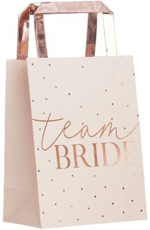 Team Bride Party Tasjes Rose Goud stippen (5st)