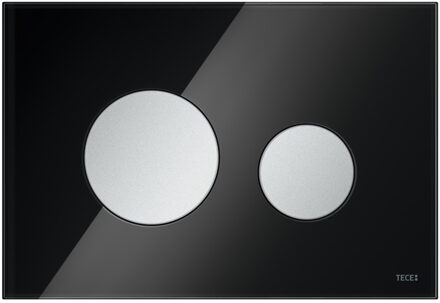 Tece Bedieningsplaat TECE Loop Met Duospoeltechniek Glas Zwart Met Mat Chromen Toetsen Zwart Chroom