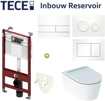 TECE Profile Inbouwreservoir Toiletset ONE Rimless Diepspoel Turboflush Wit met drukplaat