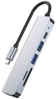 Tech-Protect V4 6-in-1 USB-C Hub Adapter - Grijs