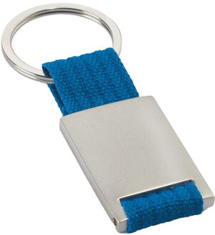 Tech rechthoekige metalen sleutelhanger Blauw - One size
