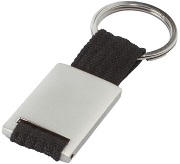 Tech rechthoekige metalen sleutelhanger - maat One size Zwart
