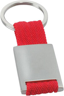 Tech rechthoekige metalen sleutelhanger Rood - One size