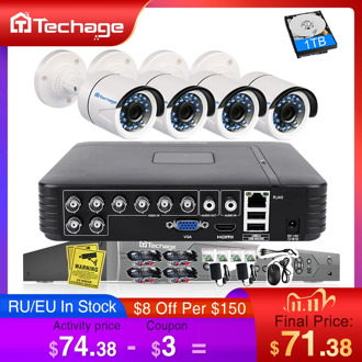 Techage 8CH 1080N AHD DVR Kit 720P CCTV System 1MP IR Night Vision Indoor Outdoor Camera Video Home Security Surveillance Set