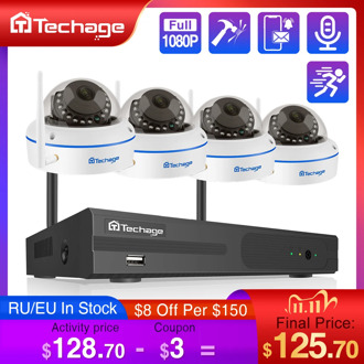 Techage 8CH 1080P Wireless NVR Kit CCTV Security System Audio Record 2.0MP Indoor Dome WiFi IP Camera P2P Video Surveillance Set