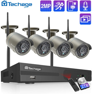 Techage 8CH 1080P Wireless NVR Kit CCTV System 2MP WiFi Audio Record IP Camera IR Outdoor Video Security Surveillance NVR Set