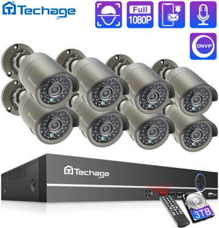 Techage H.265 8CH 1080P HDMI POE NVR Kit CCTV Security System 2.0MP IR Outdoor Audio Record IP Camera P2P Video Surveillance Set