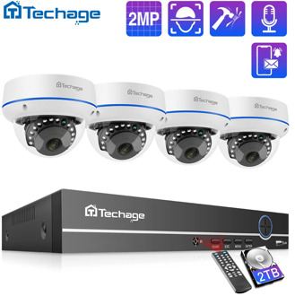Techage H.265 CCTV Security System 4CH 1080P POE NVR Kit Outdoor Indoor Dome Audio Record IP Camera P2P Video Surveillance Set