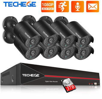 Techege H.265 8CH 1080P HDMI POE NVR Kit CCTV Security System 2.0MP IR Outdoor Audio Record IP Camera P2P Video Surveillance Set