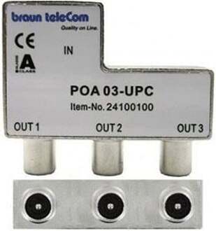 Technetix TV splitter POA 03-UPC met 3 uitgangen - 6 dB / 5-2000 MHz (Horizon Box)