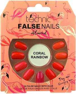 Technic Kunstnagels Technic False Nails Almond Coral Rainbow 24 st
