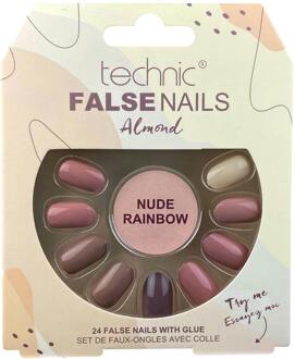 Technic Kunstnagels Technic False Nails Almond Nude Rainbow 24 st