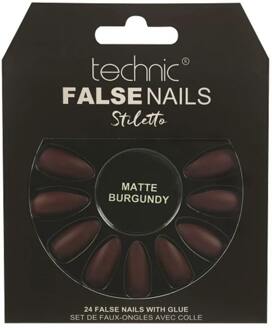Technic Kunstnagels Technic False Nails Stiletto Matte Burgundy 24 st