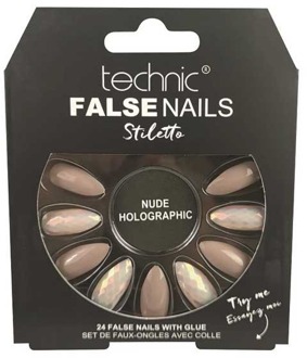 Technic Kunstnagels Technic False Nails Stiletto Nude Holographic 24 st