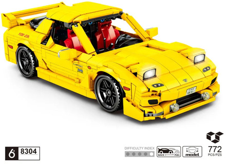 Technics anime Initial D REDSUN classic JAPAN sport car building block model Pull back vehicle MAZDA RX7 bricks toys collection