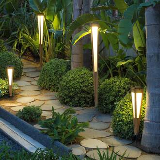 Tecka LED-zonnezaklamp met sensor, 120 cm, teakhout licht hout, mat wit